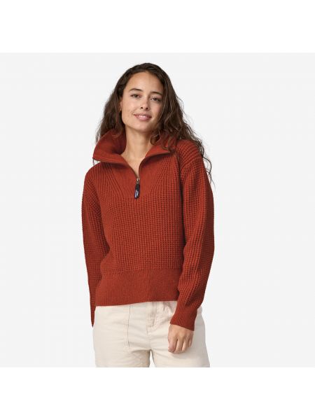 Шерстяной свитер на молнии Patagonia красный
