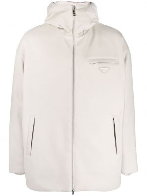 Pernata jakna s kapuljačom Prada bijela