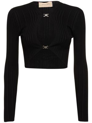 Viskózový hedvábný svetr Gucci černý