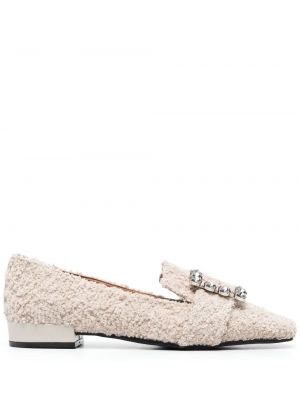 Pantofi loafer din tweed de cristal Roberto Festa alb