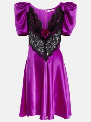 Jedwabna sukienka koronkowa Rodarte fioletowa