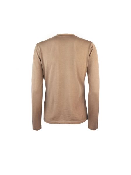 Jersey de lana con escote v de tela jersey Max Mara Studio marrón