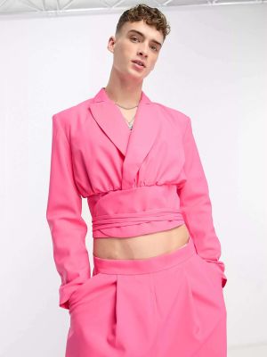 Пиджак на шнуровке Asos розовый
