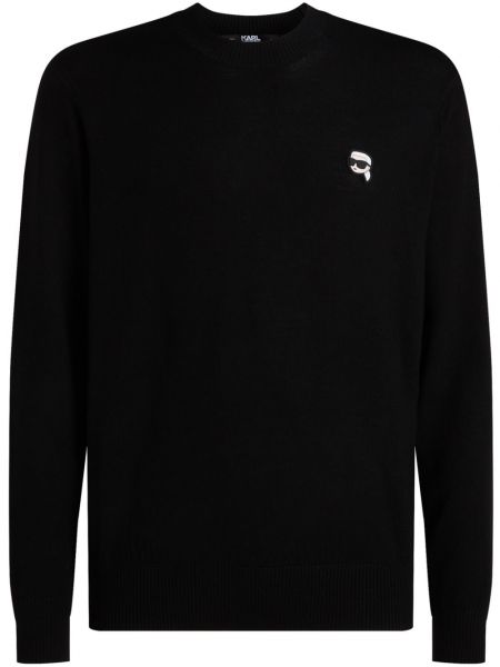 Пуловер с кръгло деколте Karl Lagerfeld черно