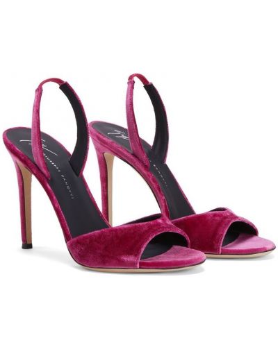 Sametové sandály Giuseppe Zanotti růžové