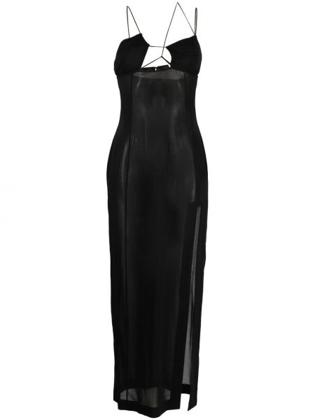 Aszimmetrikus átlátszó midi ruha Nensi Dojaka fekete