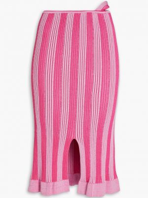 Хлопковая юбка миди в полоску Jacquemus розовая