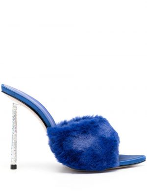Papuci tip mules cu blană Le Silla albastru