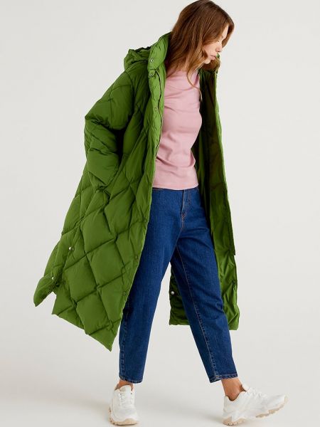 Płaszcz zimowy puchowy United Colors Of Benetton zielony