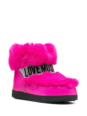 Pelz winterstiefel Love Moschino pink