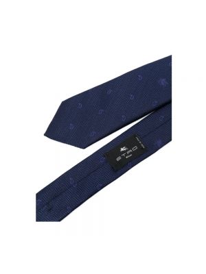 Jedwabny krawat z wzorem paisley Etro niebieski