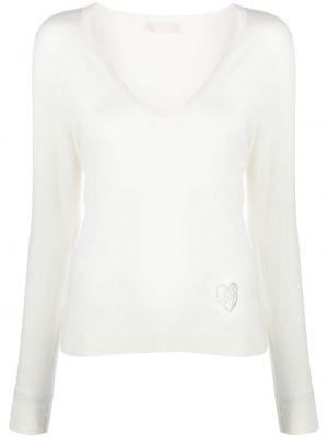 Пуловер с v-образно деколте Liu Jo бяло