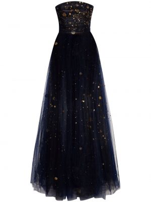 Вечерна рокля с пайети Oscar De La Renta синьо