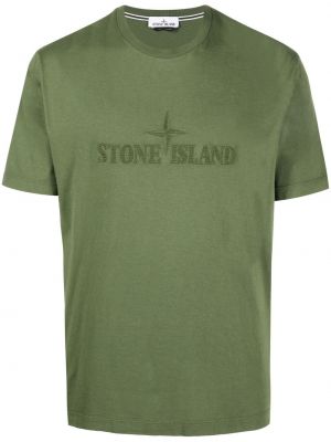 Bomull brodert t-skjorte Stone Island grønn