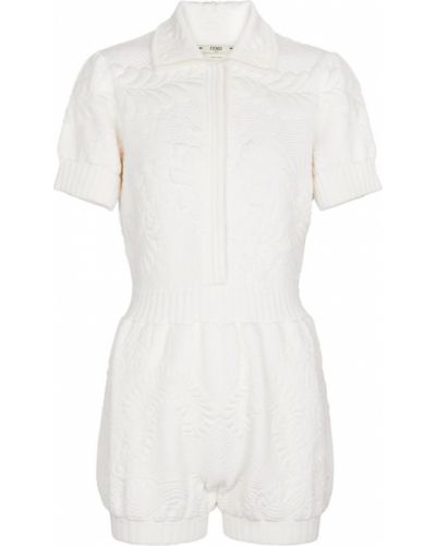 Καπιτονέ φλοράλ ολόσωμη φόρμα Fendi λευκό