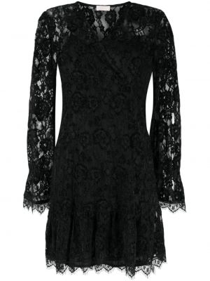 Вечерна рокля с v-образно деколте с дантела Liu Jo черно