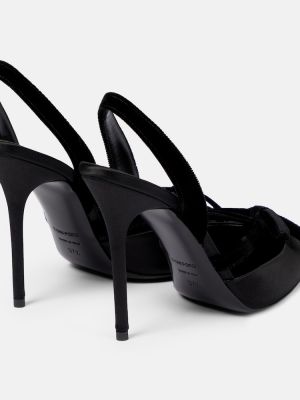 Pantofi cu toc de catifea din satin slingback Tom Ford negru
