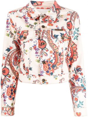 Paisley trykt floral jeansjakke Paco Rabanne