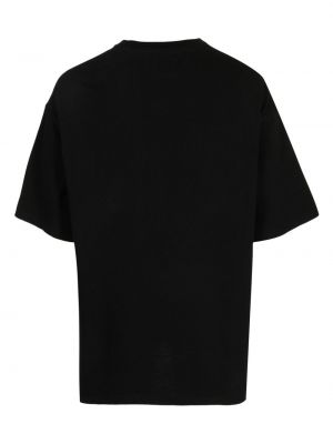 T-shirt avec imprimé slogan en coton à imprimé Yoshiokubo noir