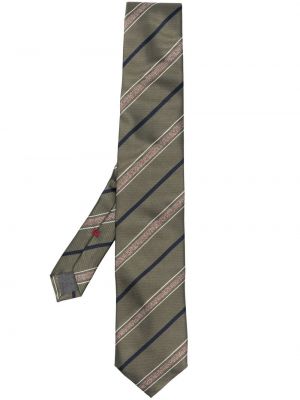 Копринена вратовръзка на райета с принт Brunello Cucinelli зелено