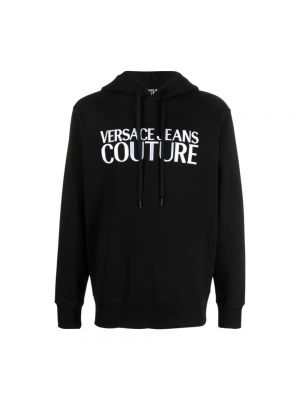 Bluza z kapturem bawełniana Versace Jeans Couture czarna