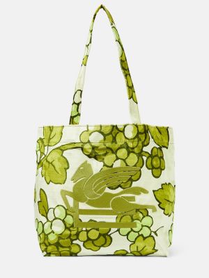 Δερμάτινη τσάντα shopper Etro πράσινο