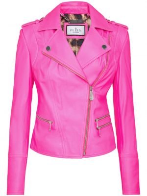 Kožna jakna Philipp Plein ružičasta
