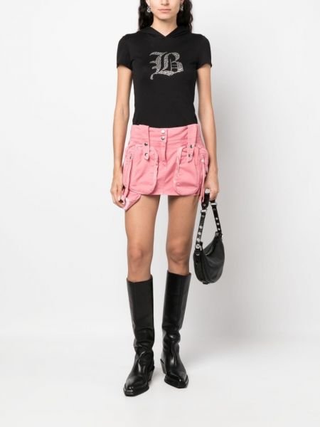 Mini spódniczka bawełniana z kieszeniami Blumarine różowa