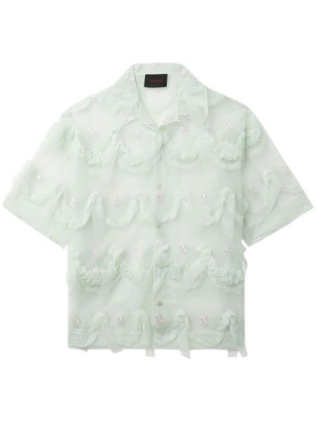 Tylová kvetinová košeľa Simone Rocha zelená