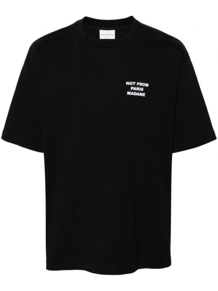 T-shirt avec imprimé slogan en coton à imprimé Drôle De Monsieur noir
