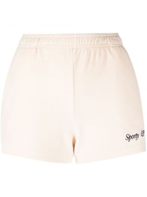 Pantaloni scurți din bumbac cu imagine Sporty & Rich alb