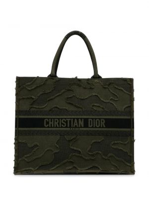 Камуфлажни шопинг чанта Christian Dior зелено
