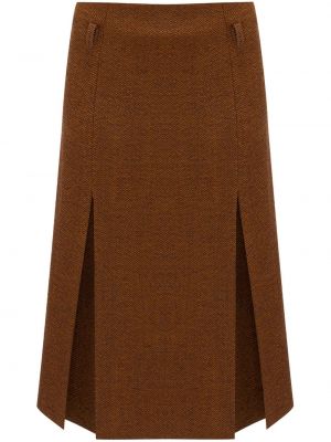 Plisovaná vlnená sukňa Victoria Beckham hnedá