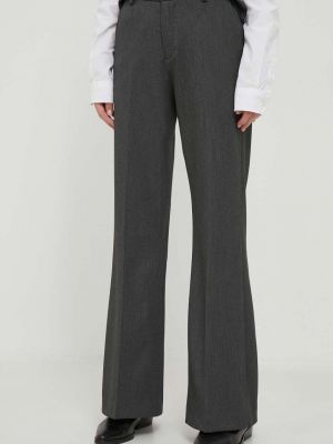 Jednobarevné kalhoty s vysokým pasem Mos Mosh šedé
