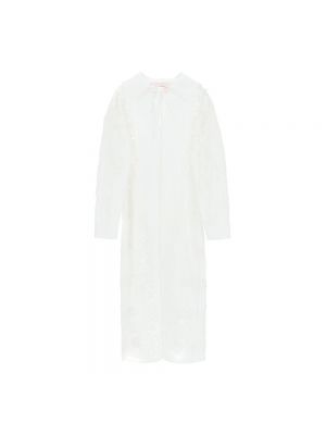 Robe mi-longue brodé en coton Valentino blanc