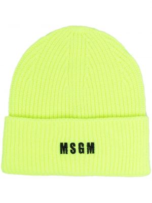 Плетена шапка бродирана Msgm жълто