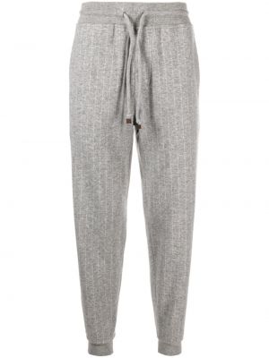 Pantalon de joggings à rayures Brunello Cucinelli gris
