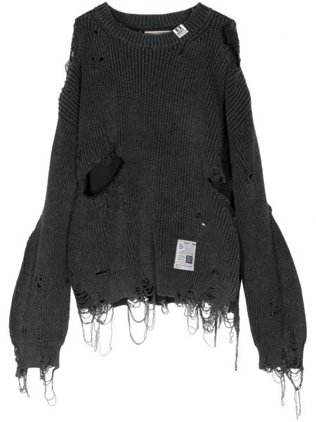 Пуловер с разкъсвания с протрити краища Maison Mihara Yasuhiro черно