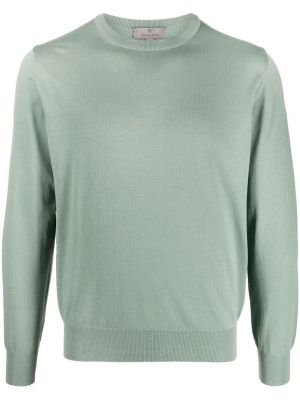 Памучен пуловер Canali зелено
