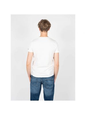 Camiseta ajustada con estampado de cuello redondo Pepe Jeans blanco