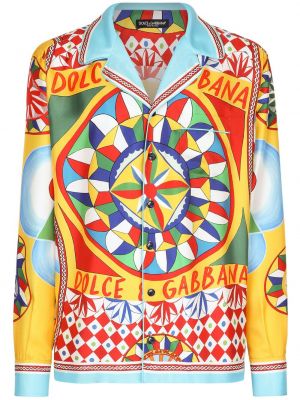 Šilkinė marškiniai Dolce & Gabbana geltona