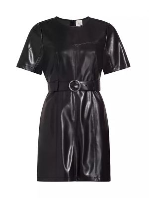 Кожаное платье мини из искусственной кожи Cinq À Sept черное
