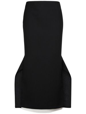 Asymetrické vlněné midi sukně The Row černé