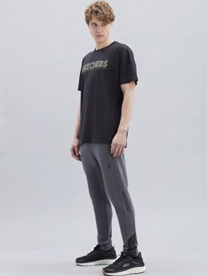 Простая мужская футболка большого размера с круглым вырезом Skechers черная