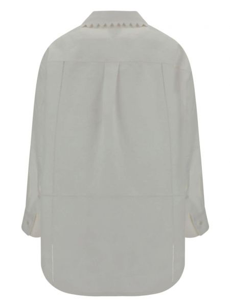 Lniana haftowana koszula Bottega Veneta biała