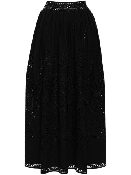 Čipkovaná dlhá sukňa Alberta Ferretti čierna