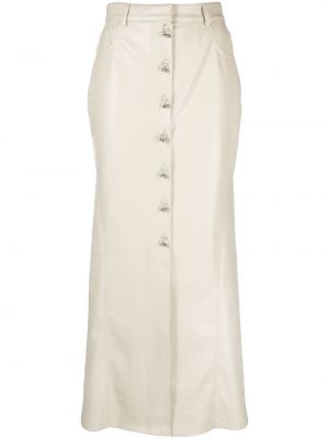 Kožená sukně s vysokým pasem Nanushka - bílá