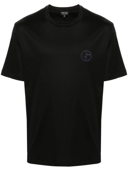 Broderet t-shirt Giorgio Armani sort