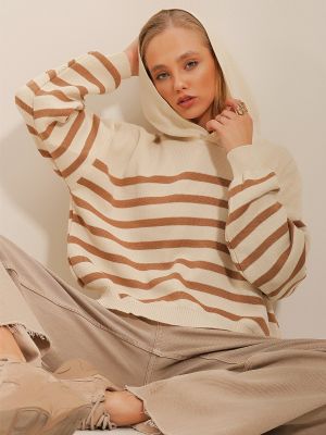 Svītrainas džemperis ar kapuci Trend Alaçatı Stili