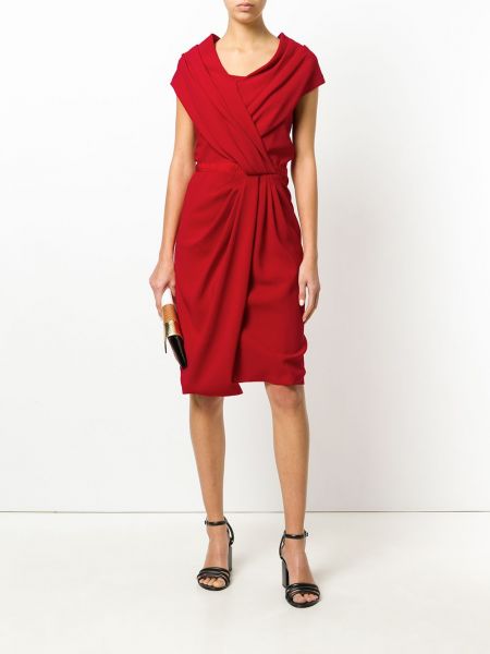 Vestido de cóctel asimétrico Vionnet rojo